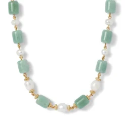 Discount Karavas Gems Large-Bead Aventurine and Pearl Necklace Necklaces