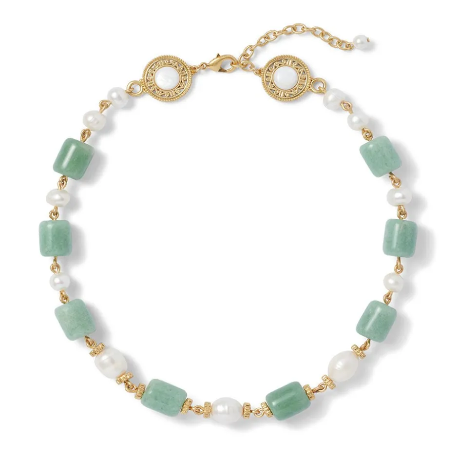 Outlet Karavas Gems Large-Bead Aventurine and Pearl Necklace and Drop Earrings Set Jewelry Sets