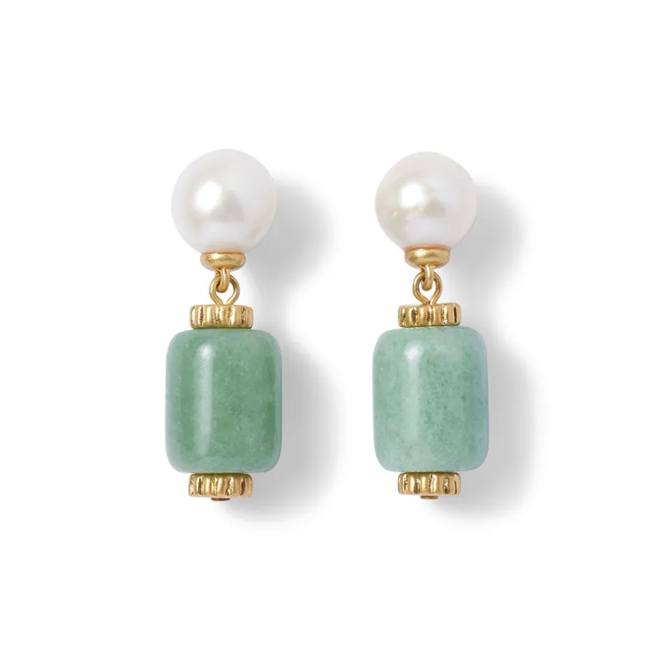 Outlet Karavas Gems Large-Bead Aventurine and Pearl Necklace and Drop Earrings Set Jewelry Sets