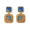 Hot Kashan Carpet Square Drop Earrings Earrings