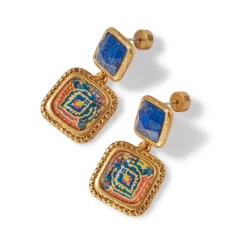Hot Kashan Carpet Square Drop Earrings Earrings