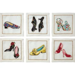 Best Kim Seybert Embroidered Shoes Linen Cocktail Napkin Set Tableware