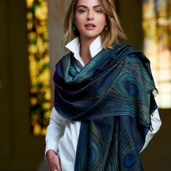 New Louis C. Tiffany Peacock Feather Wool-Blend Shawl Scarves & Wraps
