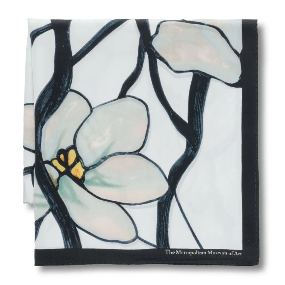 Outlet Louis C. Tiffany White Magnolia Oblong Silk Scarf Scarves & Wraps