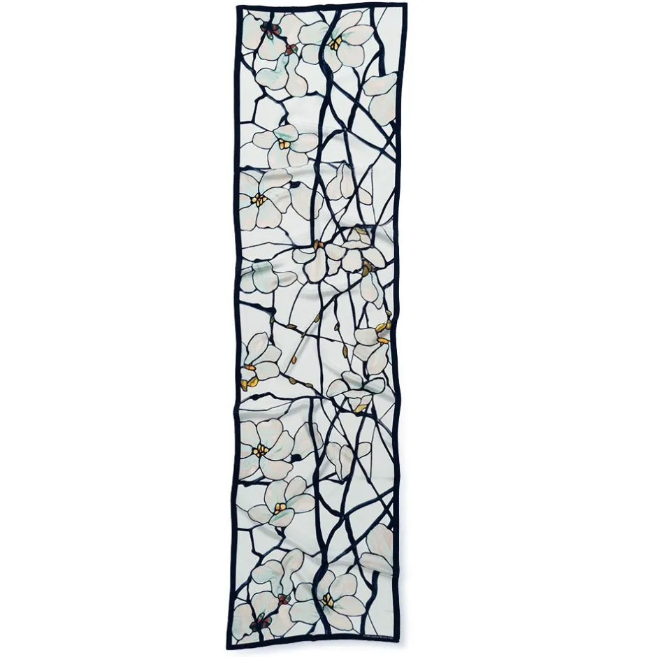Outlet Louis C. Tiffany White Magnolia Oblong Silk Scarf Scarves & Wraps