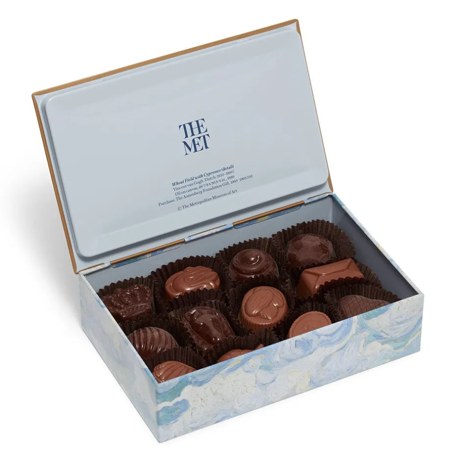 Best Louis Sherry Van Gogh Wheat Field with Cypresses 12-Piece Chocolate Tin Tableware