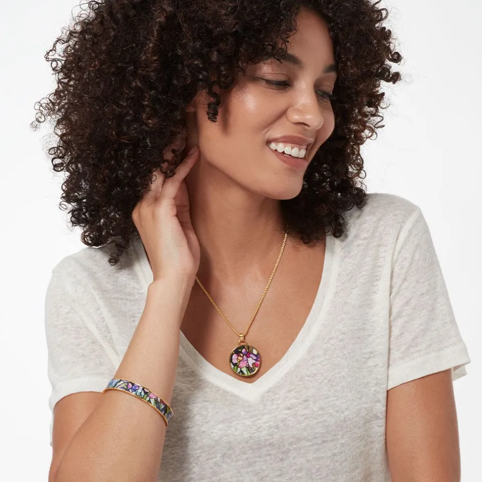 Online Magnolias and Irises Enamel Bangle Bracelets