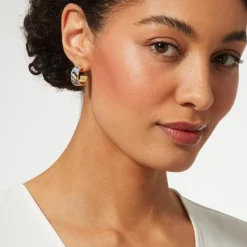 Magnolias and Irises Enamel Hoop Earrings Earrings
