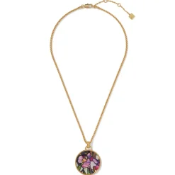Hot Magnolias and Irises Enamel Pendant Necklace Necklaces
