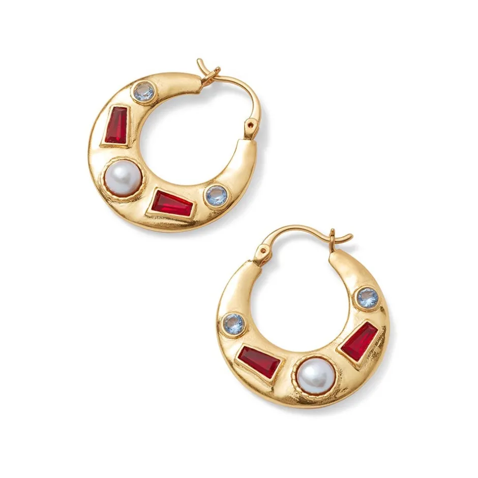Outlet Medieval Stone Crescent Hoop Earrings Earrings