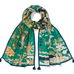Hot Ming Birds and Flowering Branches Oversize Oblong Scarf Scarves & Wraps
