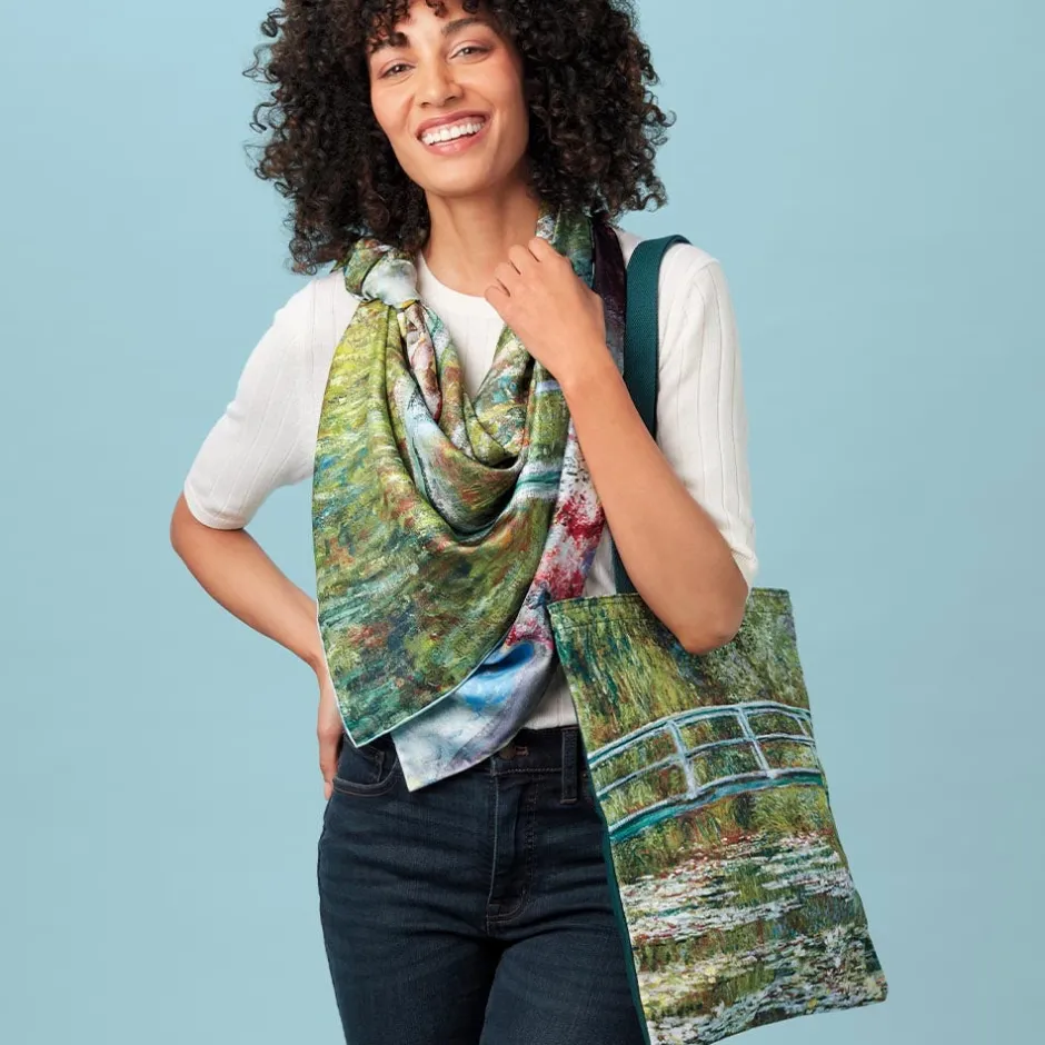 Hot Monet Blooms Double-Sided Square Silk Scarf Scarves & Wraps