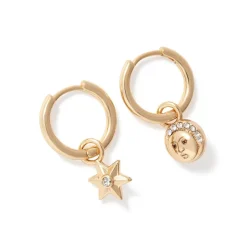Moon and Star Hoop Earrings Earrings