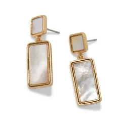 Clearance Mother-of-Pearl Tile Double-Drop Earrings Earrings