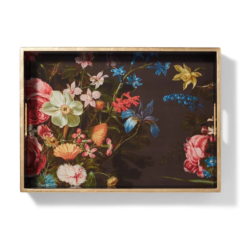 Hot Peeters Bouquet of Flowers Lacquer Tray Tableware|Decorative Accents