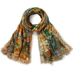 Outlet Persian Pictorial Textile Oversize Oblong Scarf Scarves & Wraps