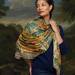 Outlet Persian Pictorial Textile Oversize Oblong Scarf Scarves & Wraps