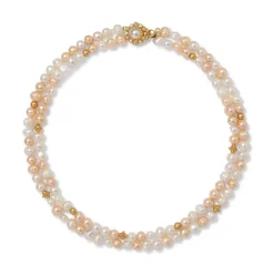 New Philippine Pearl Double-Strand Necklace and Linear Drop Earrings Set Jewelry Sets