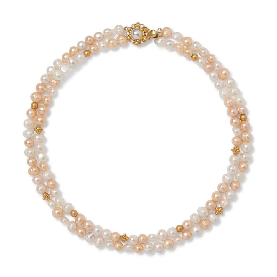 New Philippine Pearl Double-Strand Necklace and Linear Drop Earrings Set Jewelry Sets