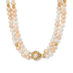 New Philippine Pearl Double-Strand Necklace and Linear Drop Earrings Set Jewelry Sets