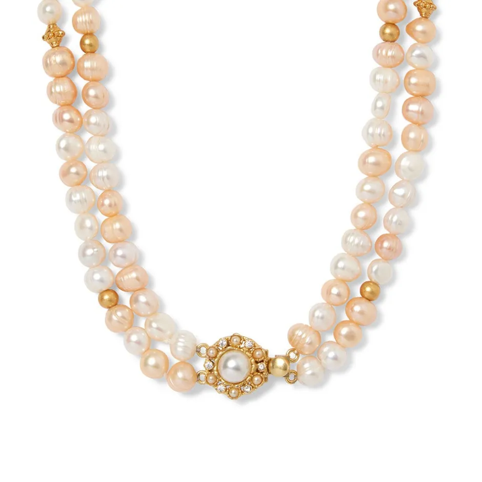 New Philippine Pearl Double-Strand Necklace and Linear Drop Earrings Set Jewelry Sets