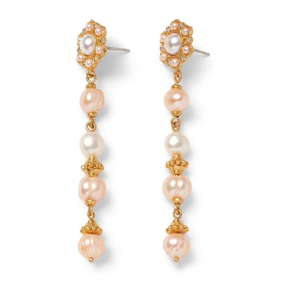 New Philippine Pearl Double-Strand Necklace and Linear Drop Earrings Set Jewelry Sets