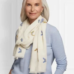 Hot Qing Embroidered Butterflies Oblong Scarf Scarves & Wraps