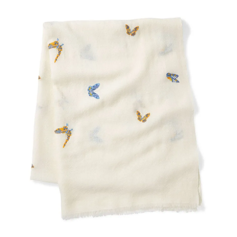 Hot Qing Embroidered Butterflies Oblong Scarf Scarves & Wraps