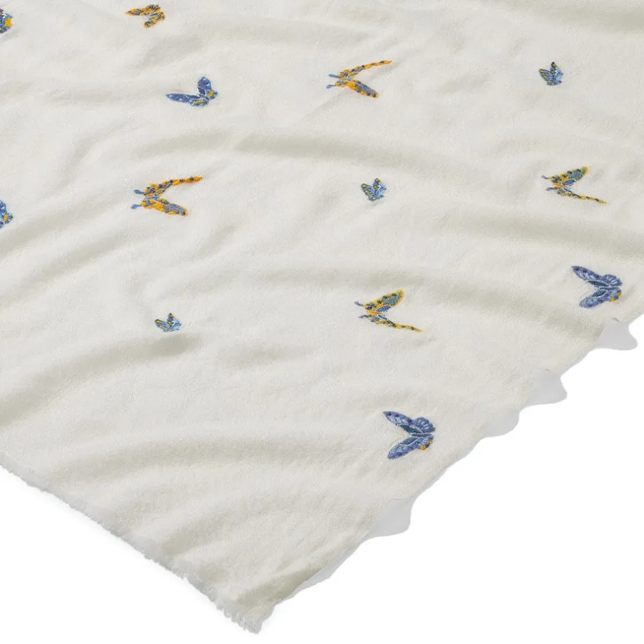 Hot Qing Embroidered Butterflies Oblong Scarf Scarves & Wraps