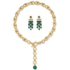 Discount Roman Malachite Statement Necklace and Chandelier Earrings Set Jewelry Sets