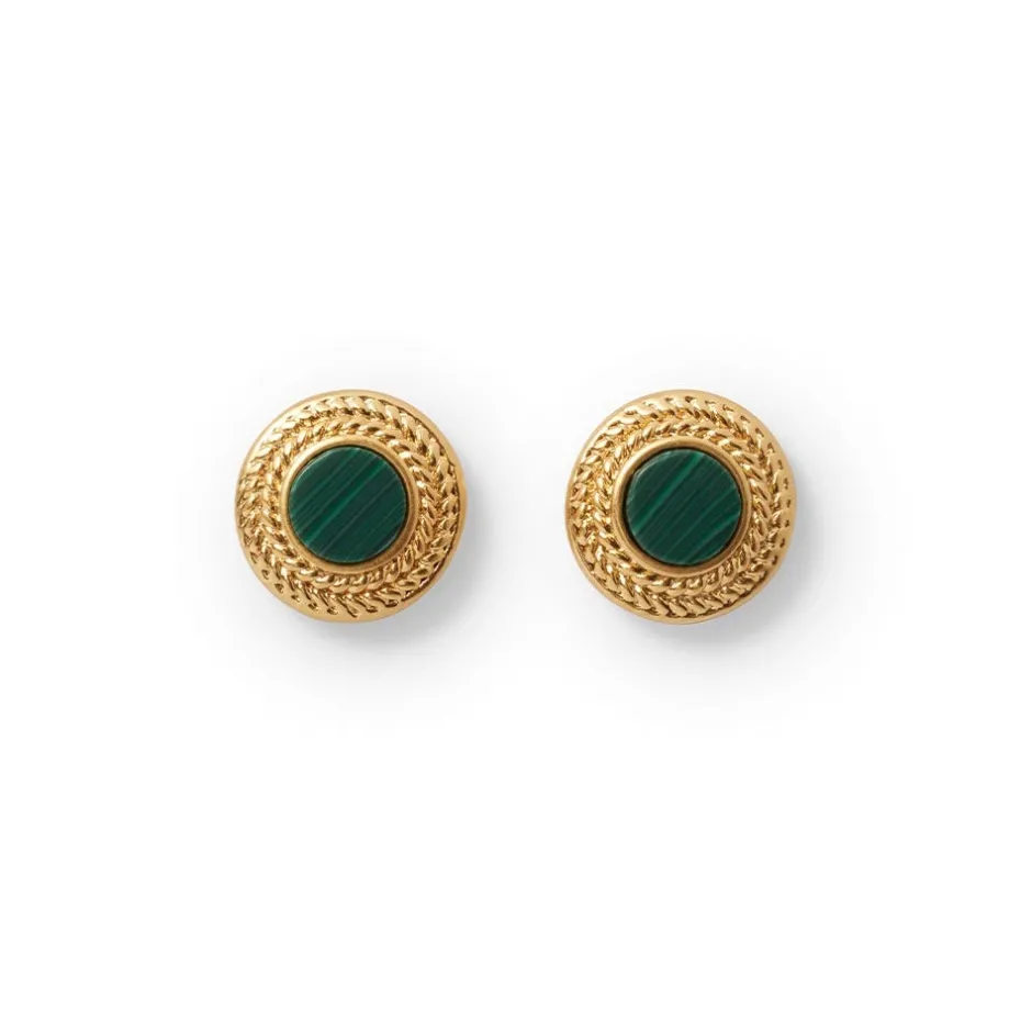 New Roman Malachite Stud Earrings Earrings