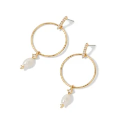 New Royal Tudor Forward-Facing Hoop Earrings with Pearl Drops Earrings