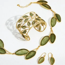 Hot Sage Leaf Cuff Bracelets