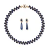 Best Spanish Baldric Lapis Braided Necklace and Elongated Drop Earrings Set Jewelry Sets