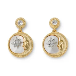 Hot Spanish Day and Night Magnifier Pendant Necklace and Moon Drop Earrings Set Jewelry Sets