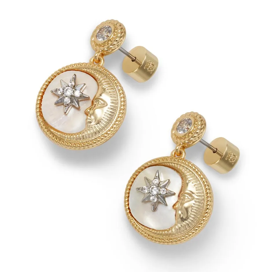 Sale Spanish Day and Night Moon Drop Earrings Earrings