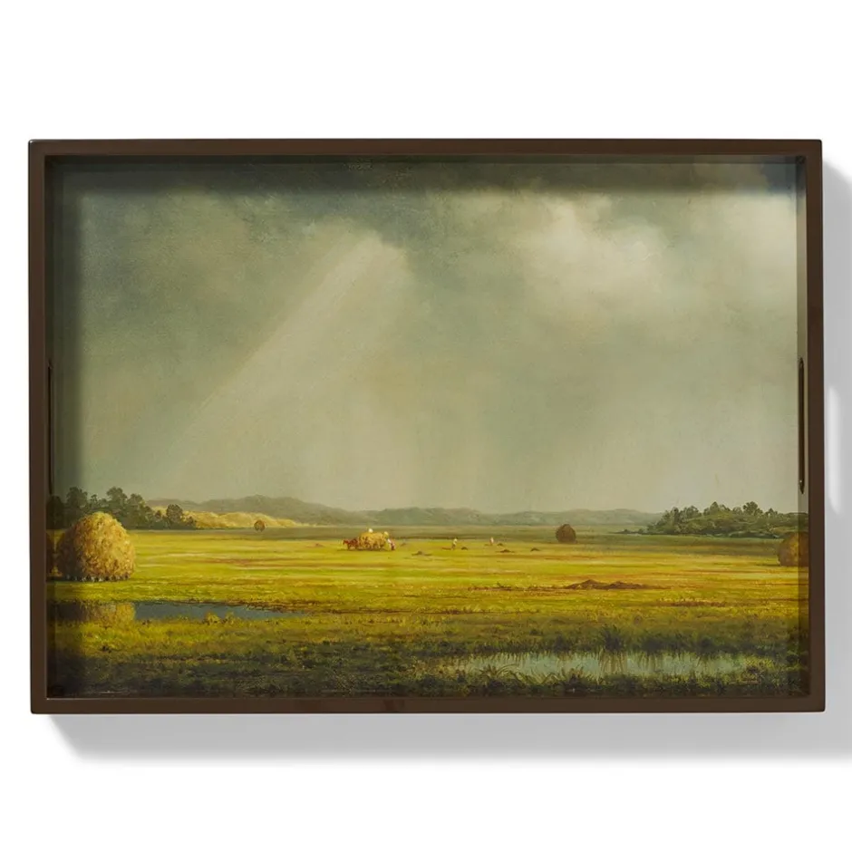 Best Sublime Landscapes Heade Newburyport Meadows Large Lacquer Tray Tableware|Decorative Accents