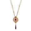 New Turkish Amethyst Long Pendant Necklace Necklaces