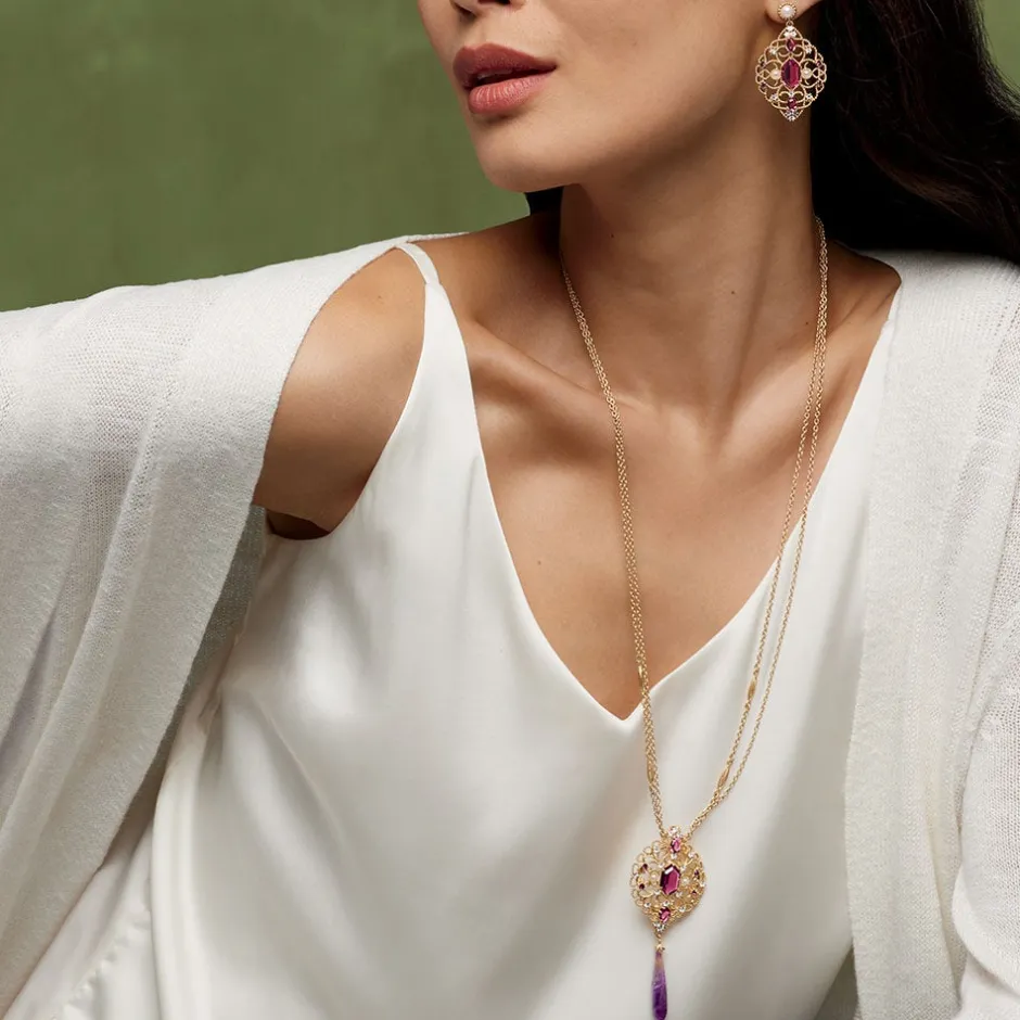 New Turkish Amethyst Long Pendant Necklace Necklaces