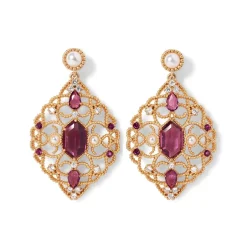 Turkish Amethyst Long Pendant Necklace and Statement Earrings Set Jewelry Sets