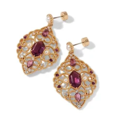 Turkish Amethyst Long Pendant Necklace and Statement Earrings Set Jewelry Sets
