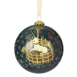 Outlet Unicorn in a Garden Hand-Painted Glass Ornament Ornaments