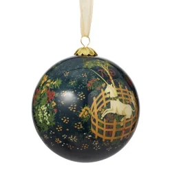 Outlet Unicorn in a Garden Hand-Painted Glass Ornament Ornaments