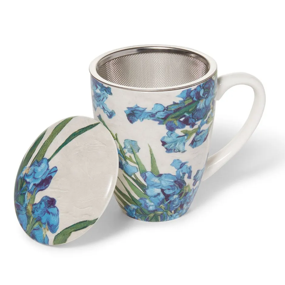 New Van Gogh Irises Covered Mug with Tea Infuser Tableware