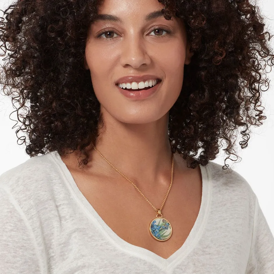 Van Gogh Irises Enamel Pendant Necklace Necklaces