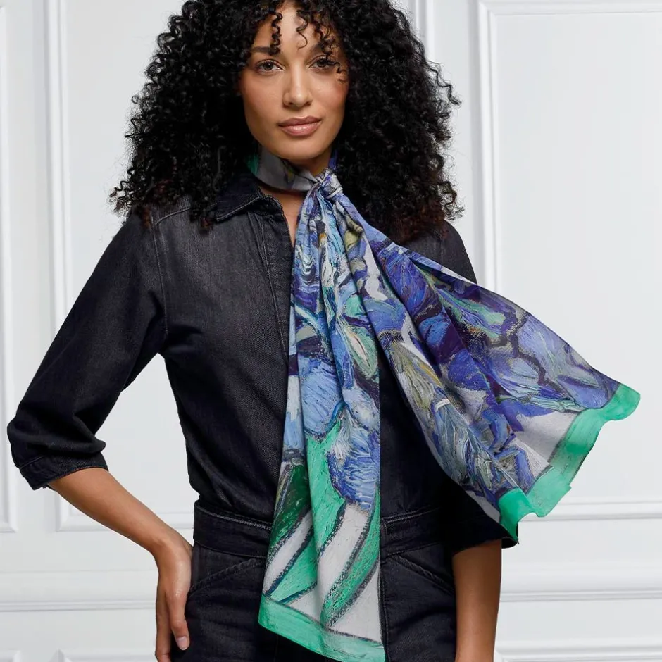 Outlet Van Gogh Irises Oblong Silk Scarf Scarves & Wraps