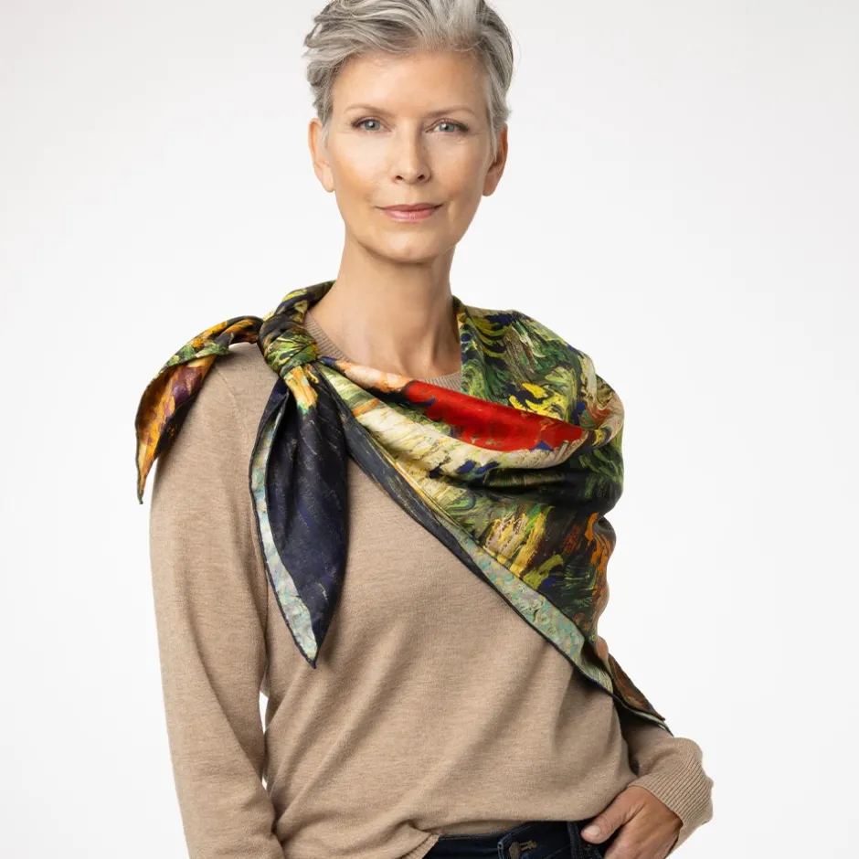 Discount Van Gogh Stylized Nature Double-Sided Square Silk Scarf Scarves & Wraps