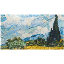 New Van Gogh Wheat Field with Cypresses Oversize Oblong Silk Scarf Scarves & Wraps