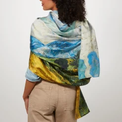 New Van Gogh Wheat Field with Cypresses Oversize Oblong Silk Scarf Scarves & Wraps