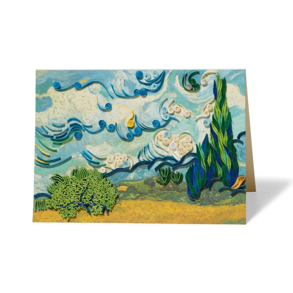 Clearance Van Gogh Wheat Field with Cypresses Quilled Card Notecards & Correspondence
